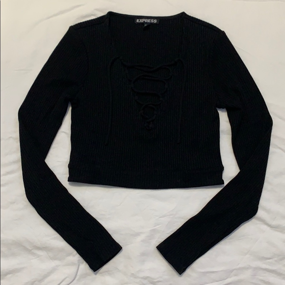 EXPRESS Lace-up Crop Long Sleeve